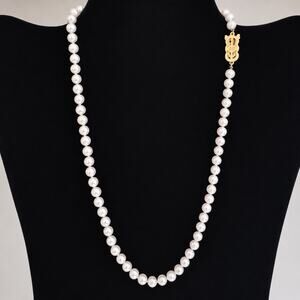Mikimoto Pearl Strand Necklace 18K 750 Gold Clasp Vintage 17"